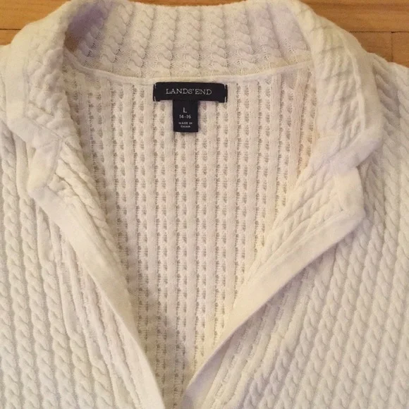 Lands’ End Button Front Cable Cardigan - Picture 2 of 7